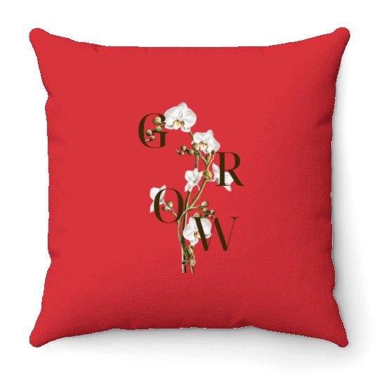 Grow Orchid Throw Pillows