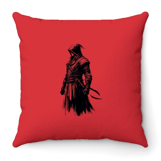 Black Warrior Sketch Power Fantasy Art 7 Throw Pillows