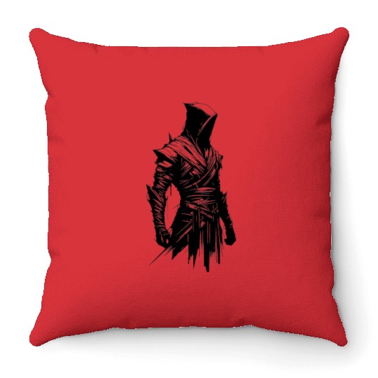 Black Warrior Sketch Power Fantasy Art 5 Throw Pillows