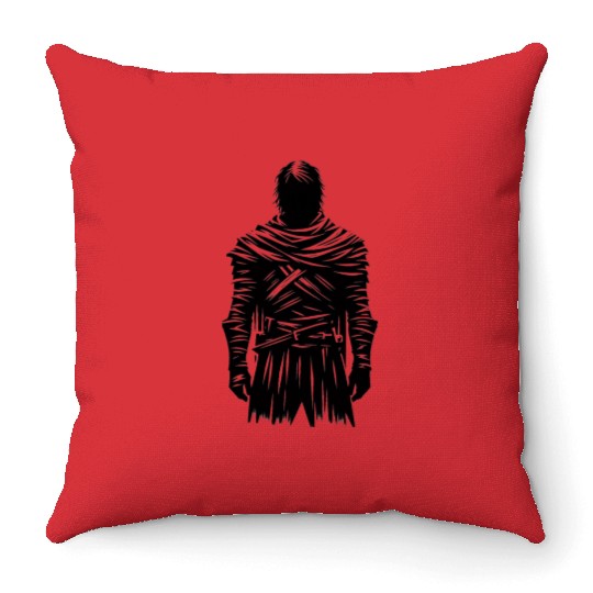 Black Warrior Sketch Power Fantasy Art 2 Throw Pillows