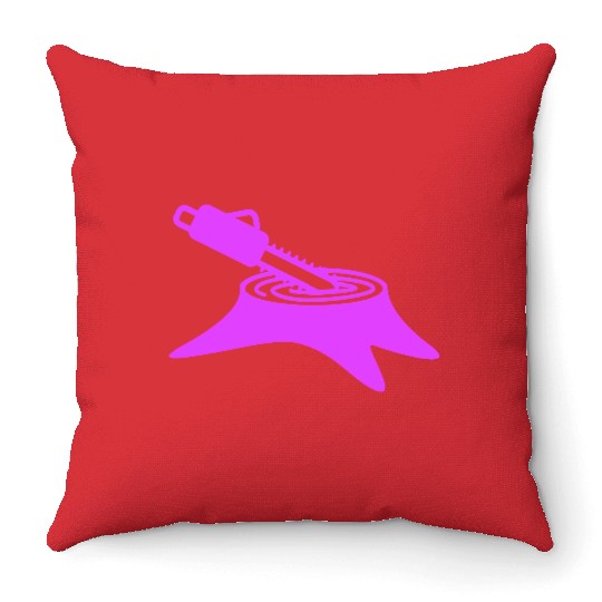 Chainsaw Tree Felling Lumberjack Forest Stump Wood Throw Pillows