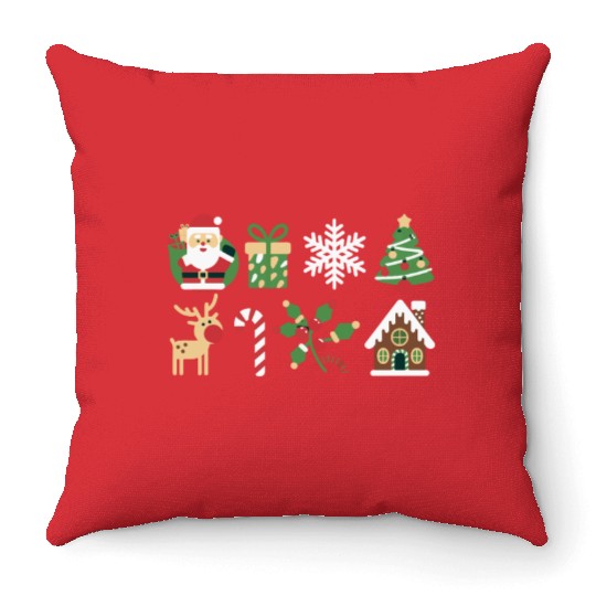 Christmas Icons Santa Tree Reindeer Festive Family Throw Pillows