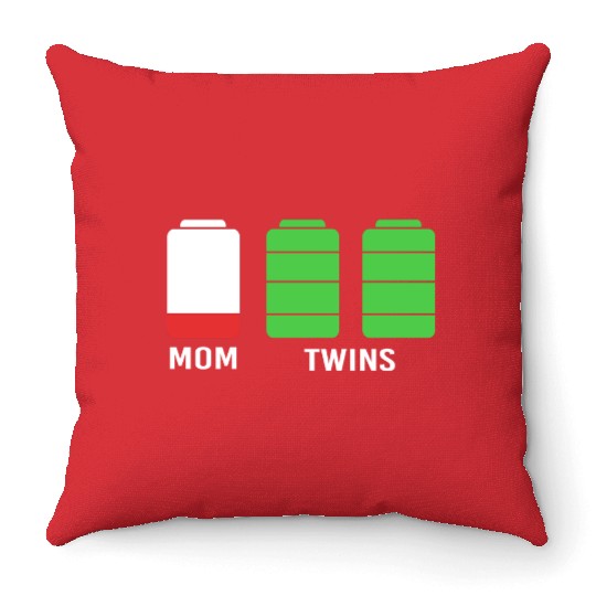 Funny Birthday Mama Twin Mom Low Battery Throw Pillows