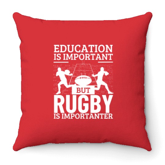 Rugby Player Education Is Important Funny Rugby Throw Pillows