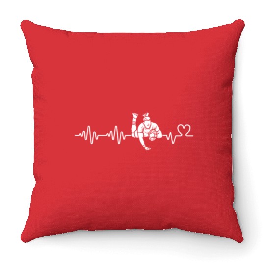 Rugby Player Heartbeat Funny Rugby Throw Pillows