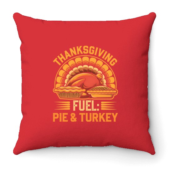 Thanksgiving Feast Vibes: Pie and Turkey Celebrate Throw Pillows