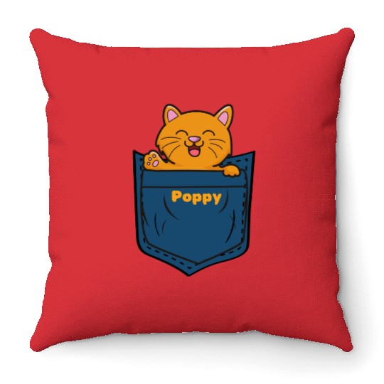 Adorable poppy Throw Pillows