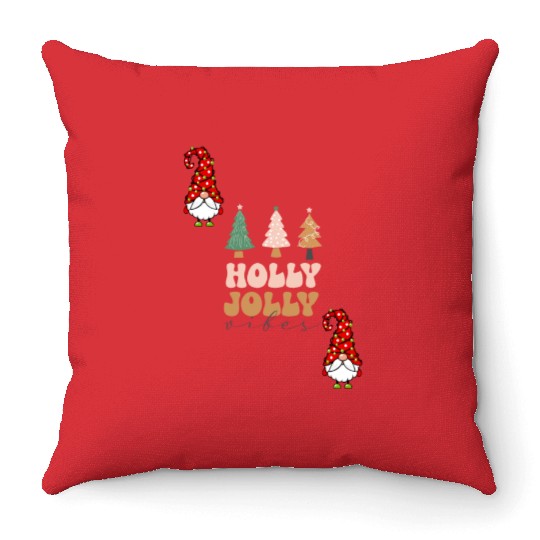 Holly Jolly Vibes Throw Pillows