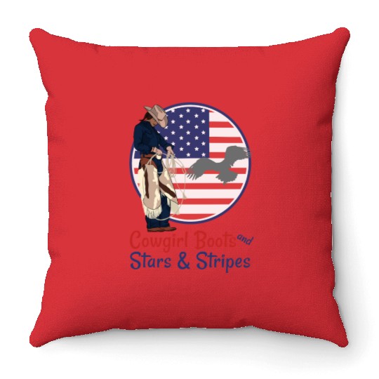 Cowgirl Boots and Stars & Stripes Throw Pillows