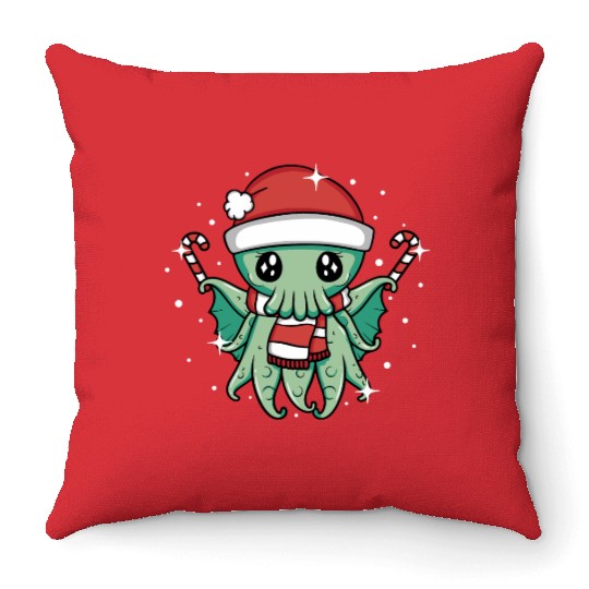 Christmas Cthulhu Throw Pillows