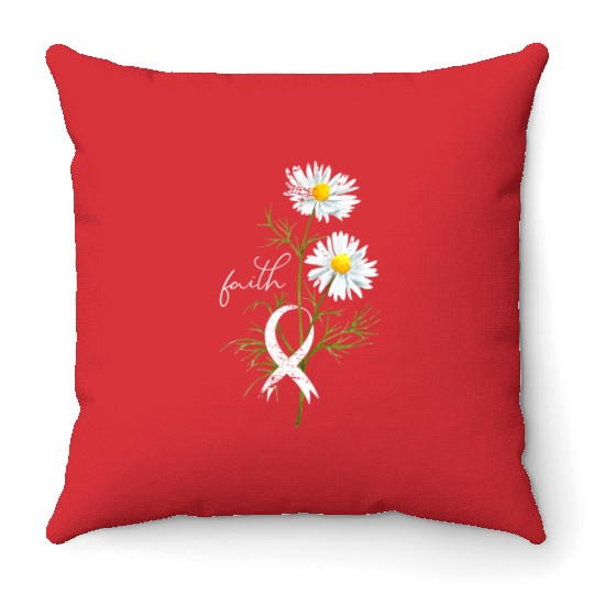Lung Cancer Month Fight Support White Ribbon Throw Pillows