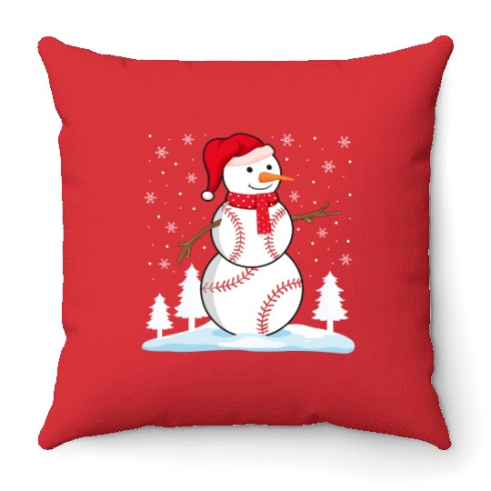 Baseball Snowman Throw Pillows