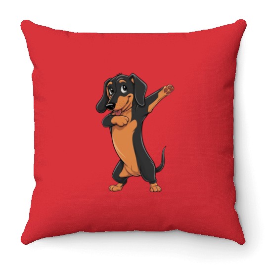 Dabbing dance post Dachshund dog lovers pet love Throw Pillows
