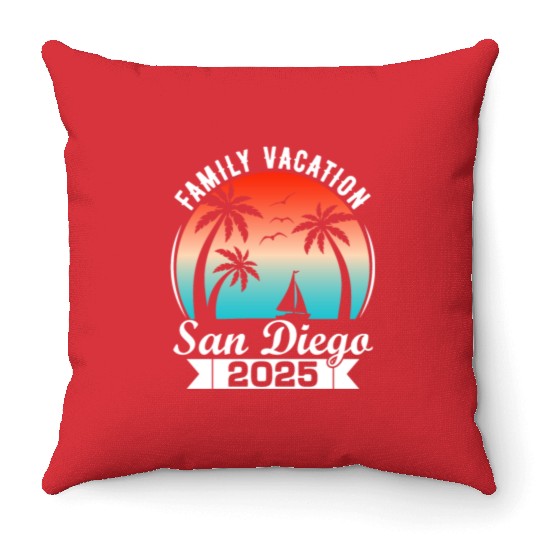 Family Vacation 2025 San Diego Summer Holiday Throw Pillows