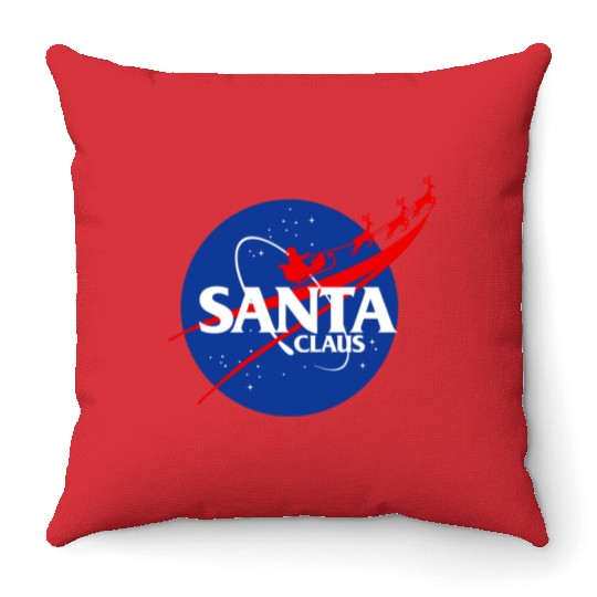 Santa claus funny parody nasa Throw Pillows
