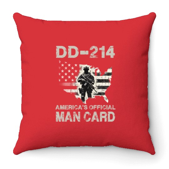 DD 214 America s Official Man Card Throw Pillows