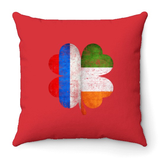 Russian Irish Shamrock Russia Ireland Flag Throw Pillows