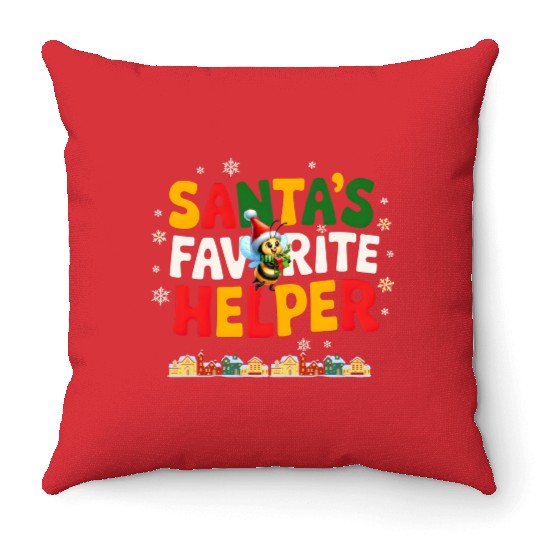 Little Bee Santa s Little Helper with Snowflakes Throw Pillows