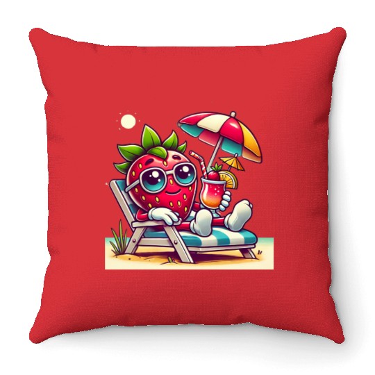 Strawberry Sun Throw Pillows