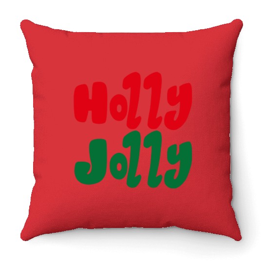 holly jolly Christmas Throw Pillows