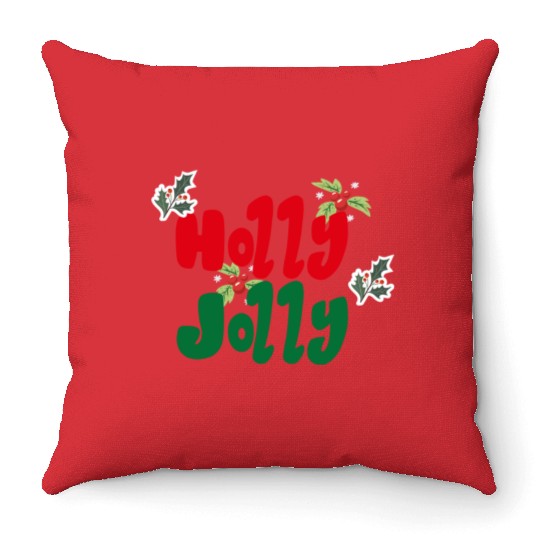 holly jolly Christmas Throw Pillows
