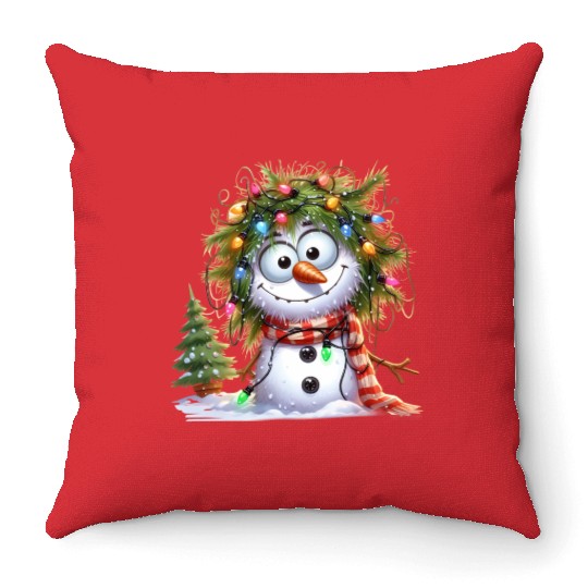 Christmas Merry Christmas For Gift Snowman Throw Pillows