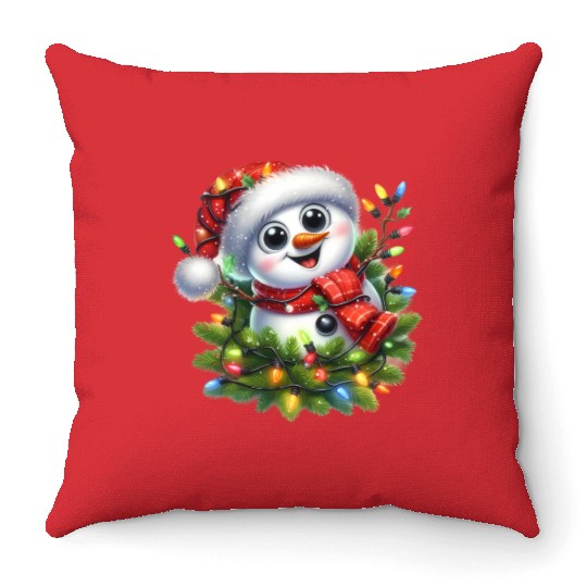 Christmas Merry Christmas For Gift Snowman Throw Pillows