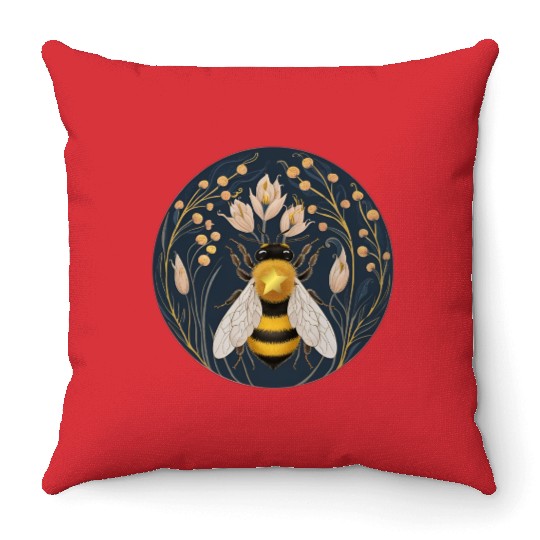 Golden Harvest Honey Bee Throw Pillows