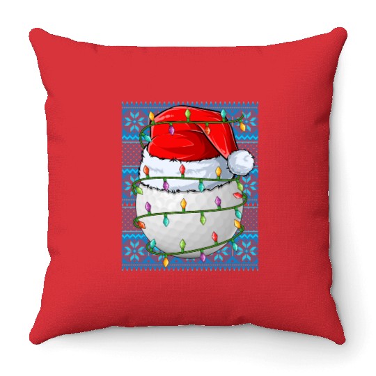 Golf Ball Christmas Lights Throw Pillows
