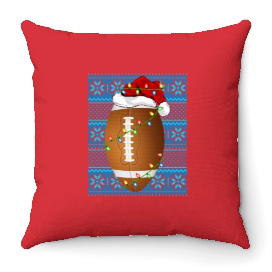 Rugby Christmas Lights Throw Pillows