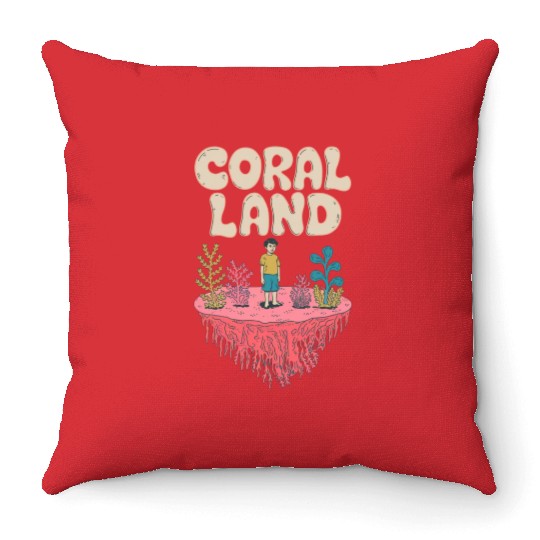 Rainbow Coral Land Throw Pillows
