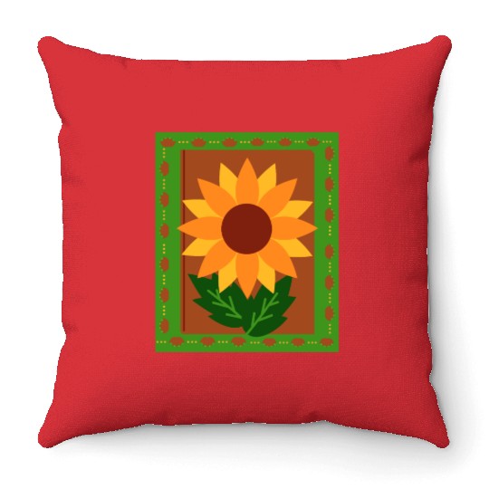 Sunflower summer autumn- fall colors Throw Pillows