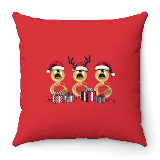Sousaphone Christmas Orchestra Brass Band Throw Pillows