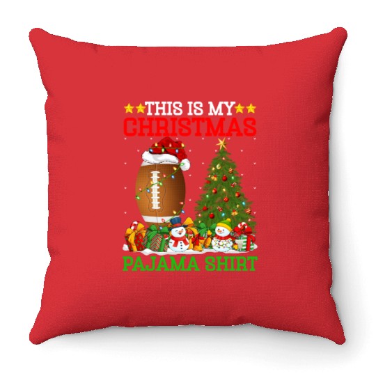 Rugby Christmas Tree Lights Throw Pillows