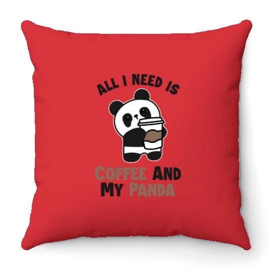 Coffee and my Panda Panda Bear Friend Lover Giant Throw Pillows