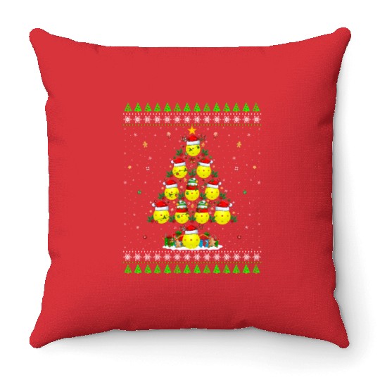 Pickleball Christmas Tree Throw Pillows