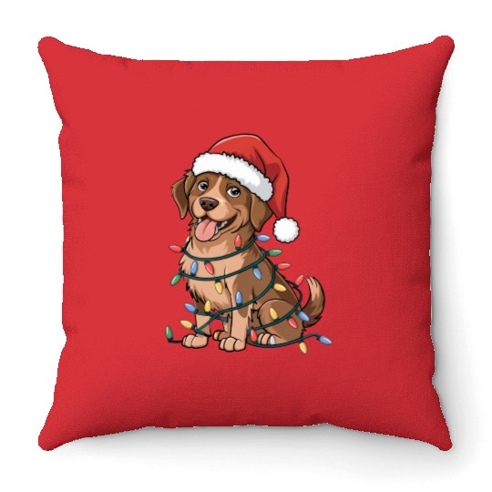 Chesapeake Bay Retriever Christmas Lights Xmas Dog Throw Pillows