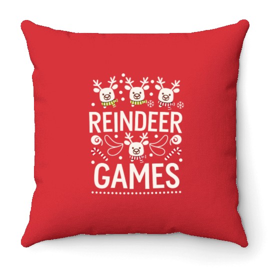 Playful Holiday Reindeer Cute Throw Pillows