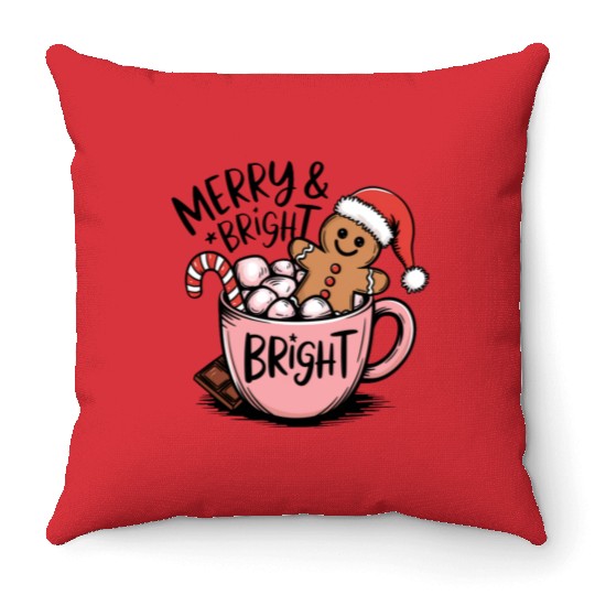 Merry Christmas, Merry Bright Throw Pillows