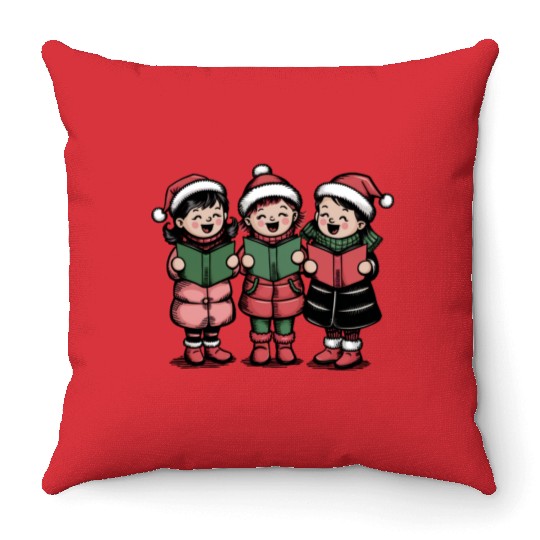 Merry christmas, Christmas Retro Throw Pillows
