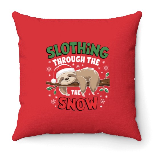 lazy christmas Throw Pillows