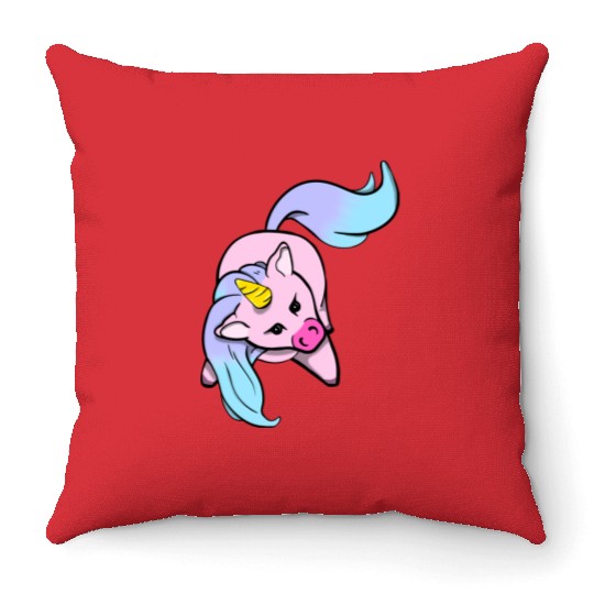 Chibi Unicorn Throw Pillows