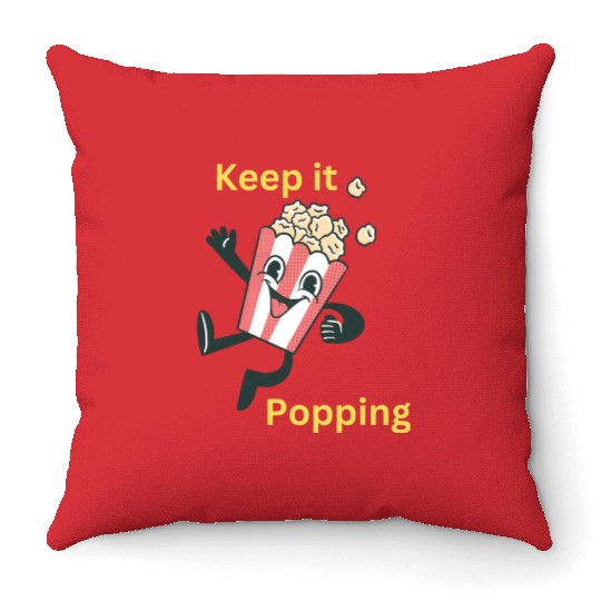 Keep it popping! Popcorn Character! Throw Pillows