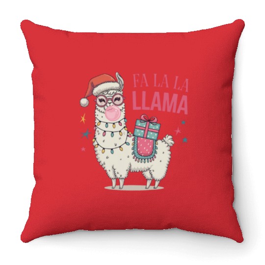 Christmas Llamas, Fa La La Llama Throw Pillows