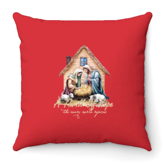 Jesus Christmas, Merry Christmas Throw Pillows