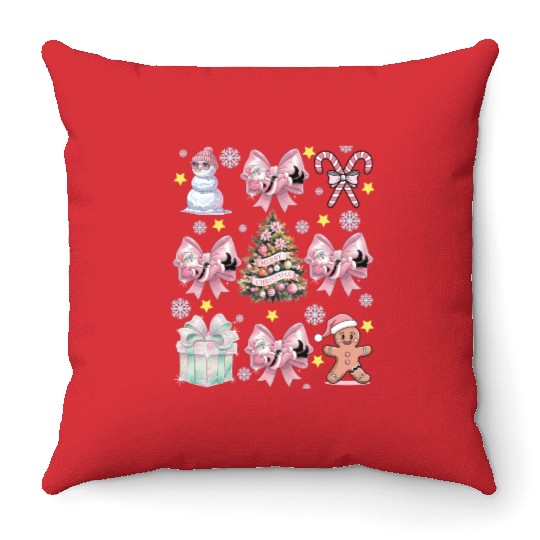 Merry Christmas, Christmas Coquette Bow Throw Pillows