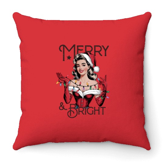 Santa Christmas, Merry Christmas Throw Pillows