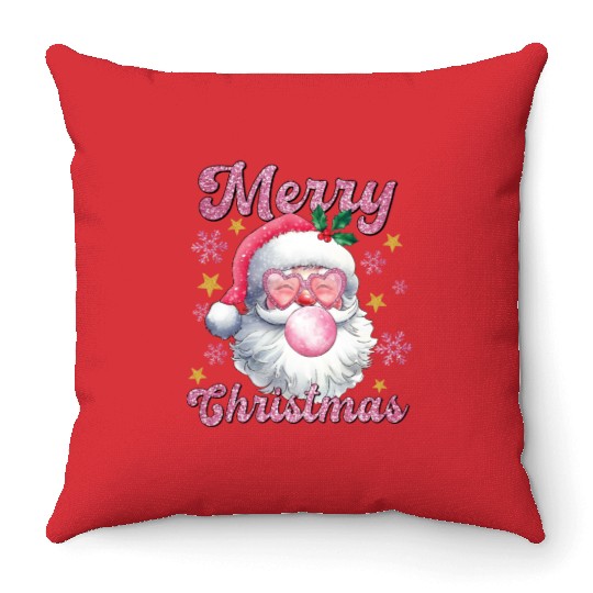 Merry Christmas, Christmas Vingtage, Preppy Santa Throw Pillows