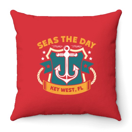 Key-West SEAS A DAY KEY-WEST SEAS Yachting Throw Pillows
