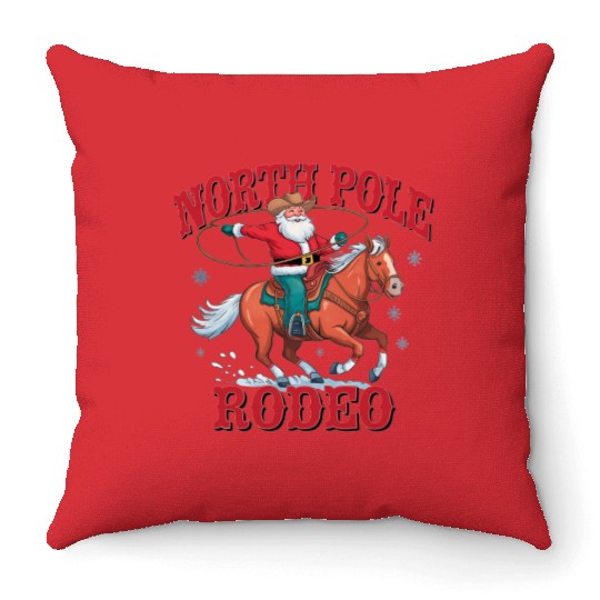 Cowboy Santa Horseback Santa Claus Horse Christmas Throw Pillows